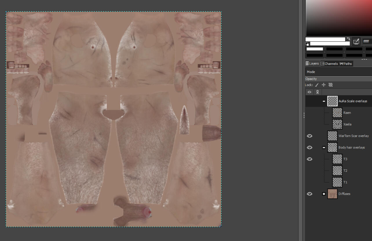 Selecting body hair will have it appear white. characters hair colour. We are going to change this to the colour you wish. Have the body hair of choice selected in the layers