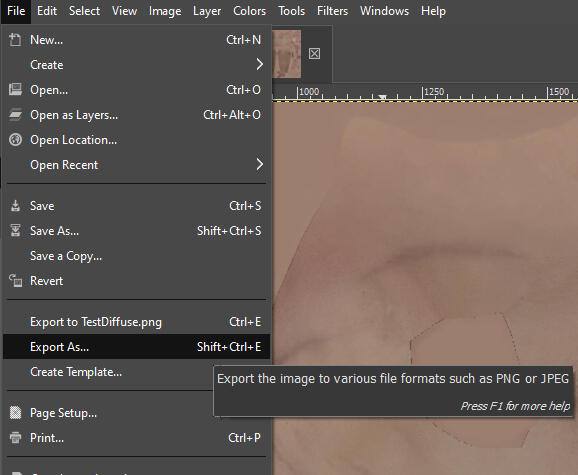 On the tool bar - Click 'File' then 'Export as...'