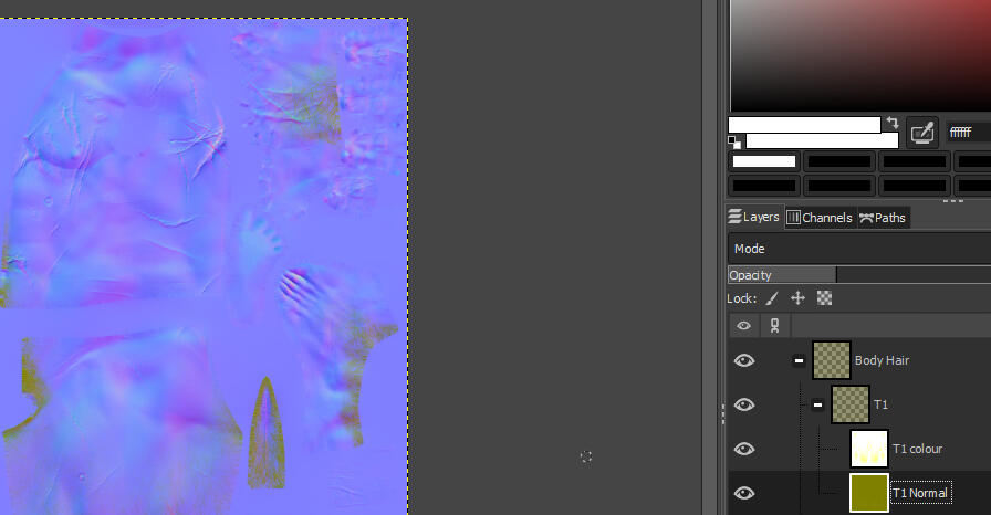 Opening the Body Hair drop down, it will have folders for each option. Simply click the option you want to be made visible.