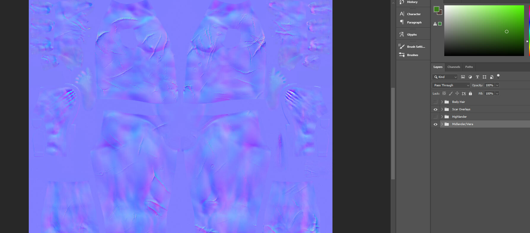 It is laid out the same as the Diffuse file. Its simply a case of choosing your desired body type.