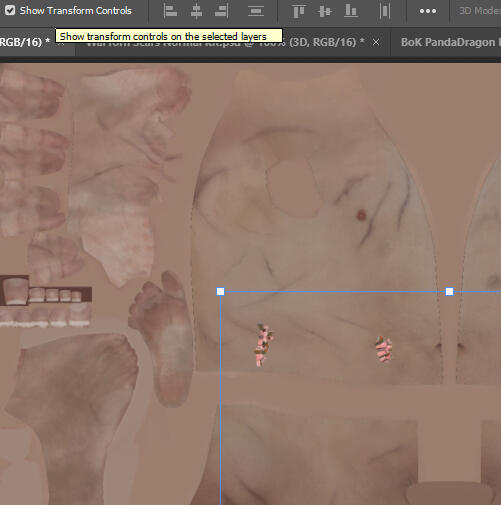 If the squares do not appear, press the 'Show Transform Controls' as shown