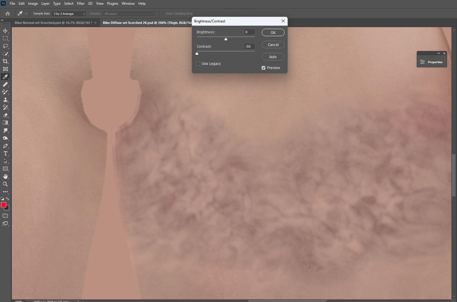 Bringing the contrast down will make it look more faded and healed. (You can also decrease the opacity of the layer for a more faded effect)