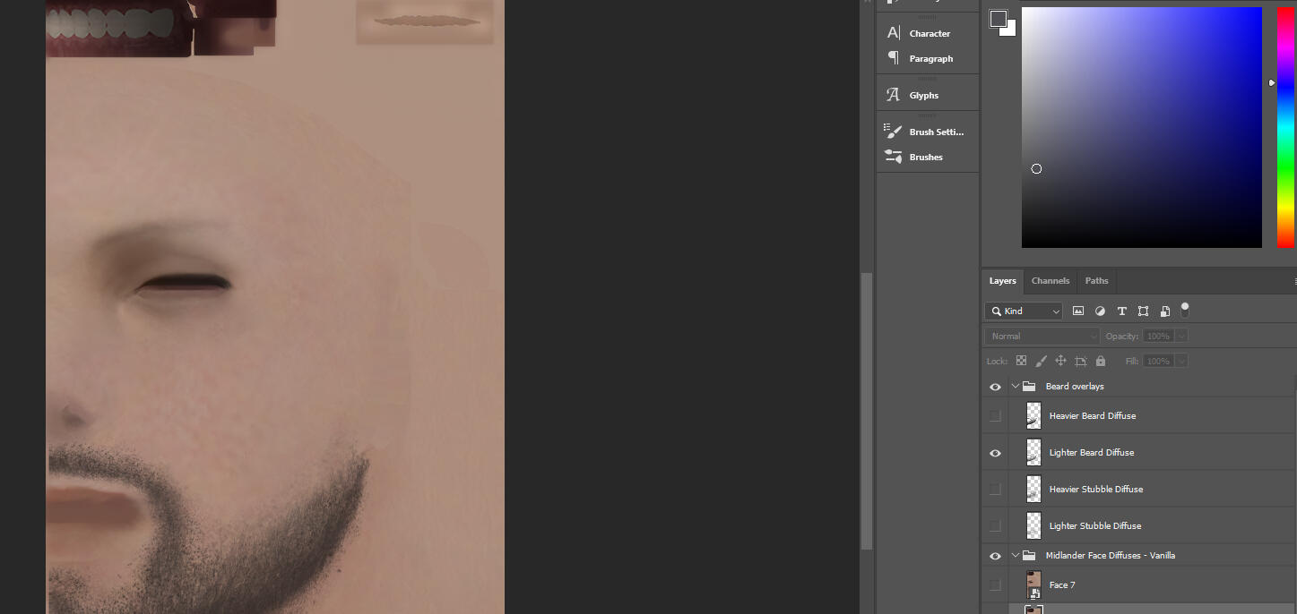 Choose the Face you are using, then select which facial hair option you want and its done!