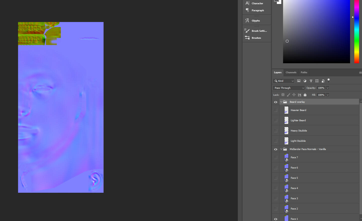 It is laid out the same as the Diffuse file.