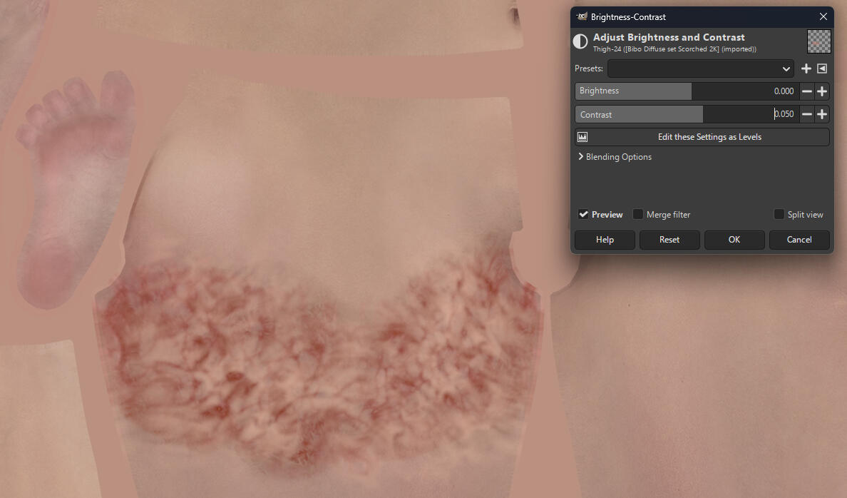Bringing up the contrast will make it look more raw (you can also increase the opacity of the layer for a more intense effect). Don't bring it up too far.